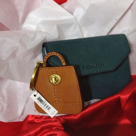 Coach Green Leather Wallet Brown Leather 🗝️ Ring - Picture 9 of 14